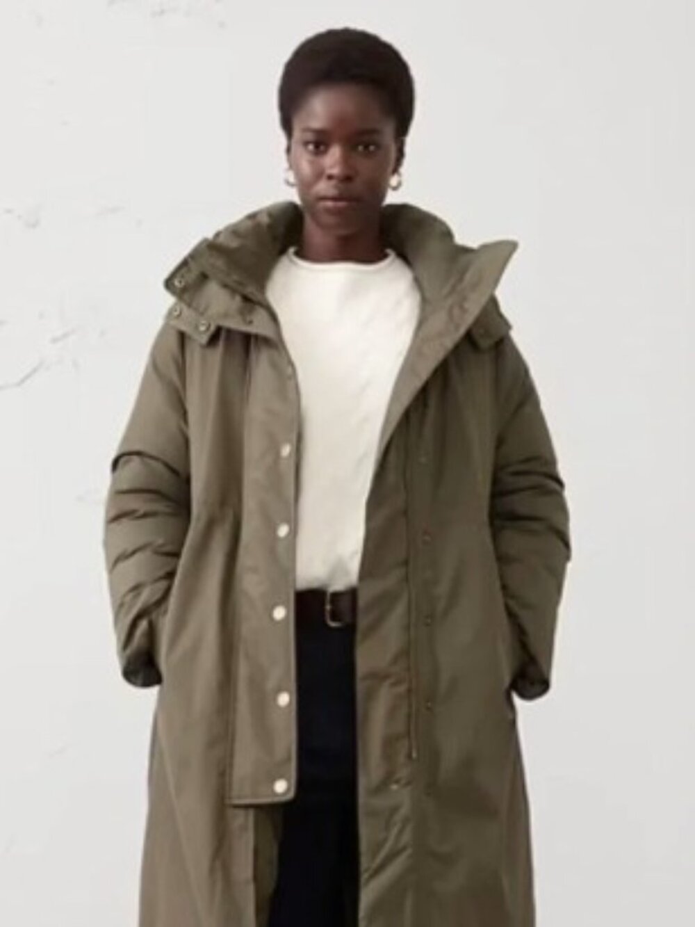 NWT Banana Republic Factory Long Puffer Coat Olive Medium